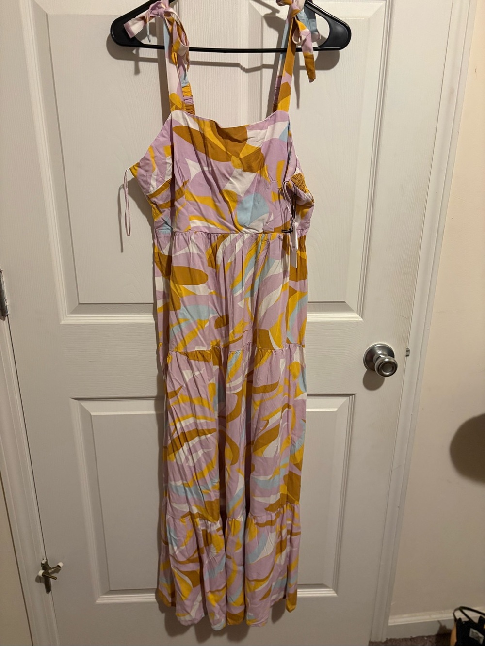 Girls' Pink & Mustard Tie-Shoulder Maxi Dress